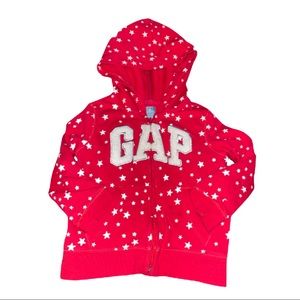 Gap 2T Red & white stars hoodie with pockets
